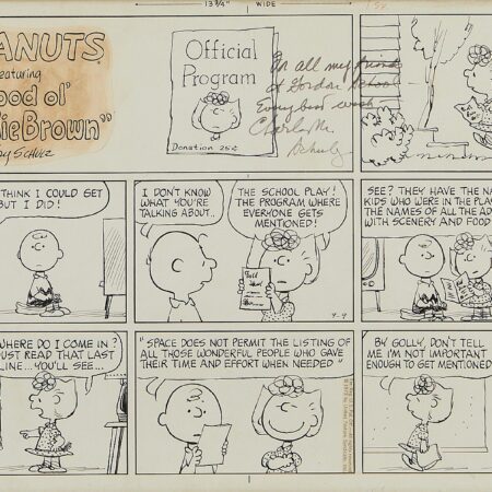 Original Peanuts Comic Strip Charles Schulz 1973