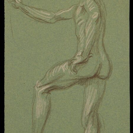 Paul Cadmus Male Nude Crayon on Green Paper