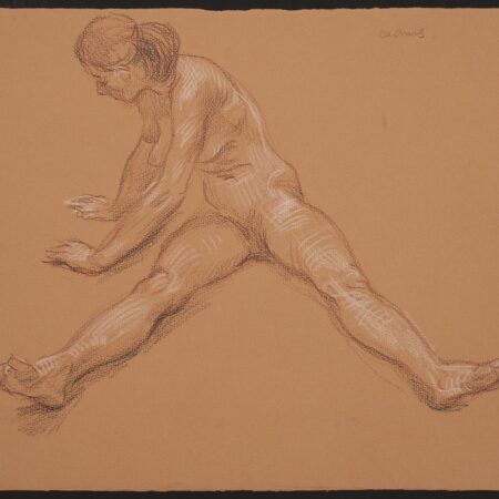 Paul Cadmus Stretching Female Nude Crayon on Paper