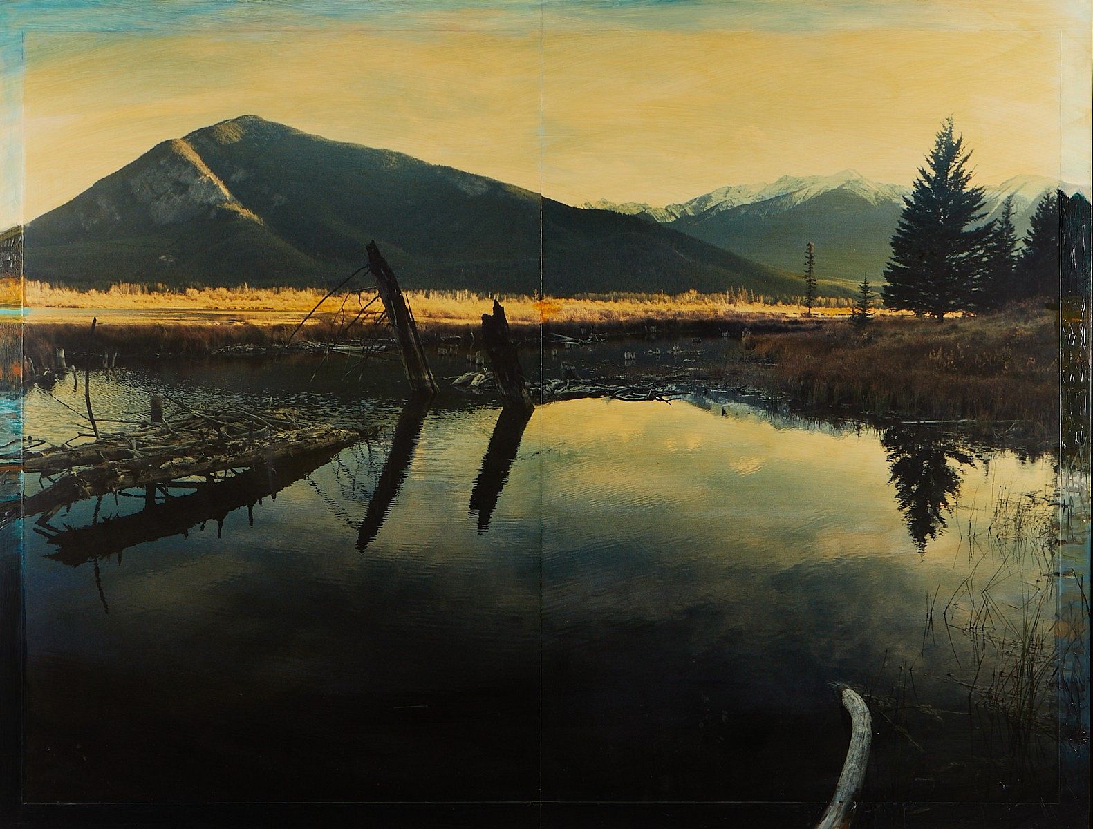 David Bierk "Vermillion Lake" Mixed Media