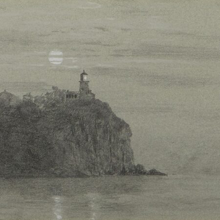 Mike Lynch Split Rock Lighthouse Charcoal Drawing