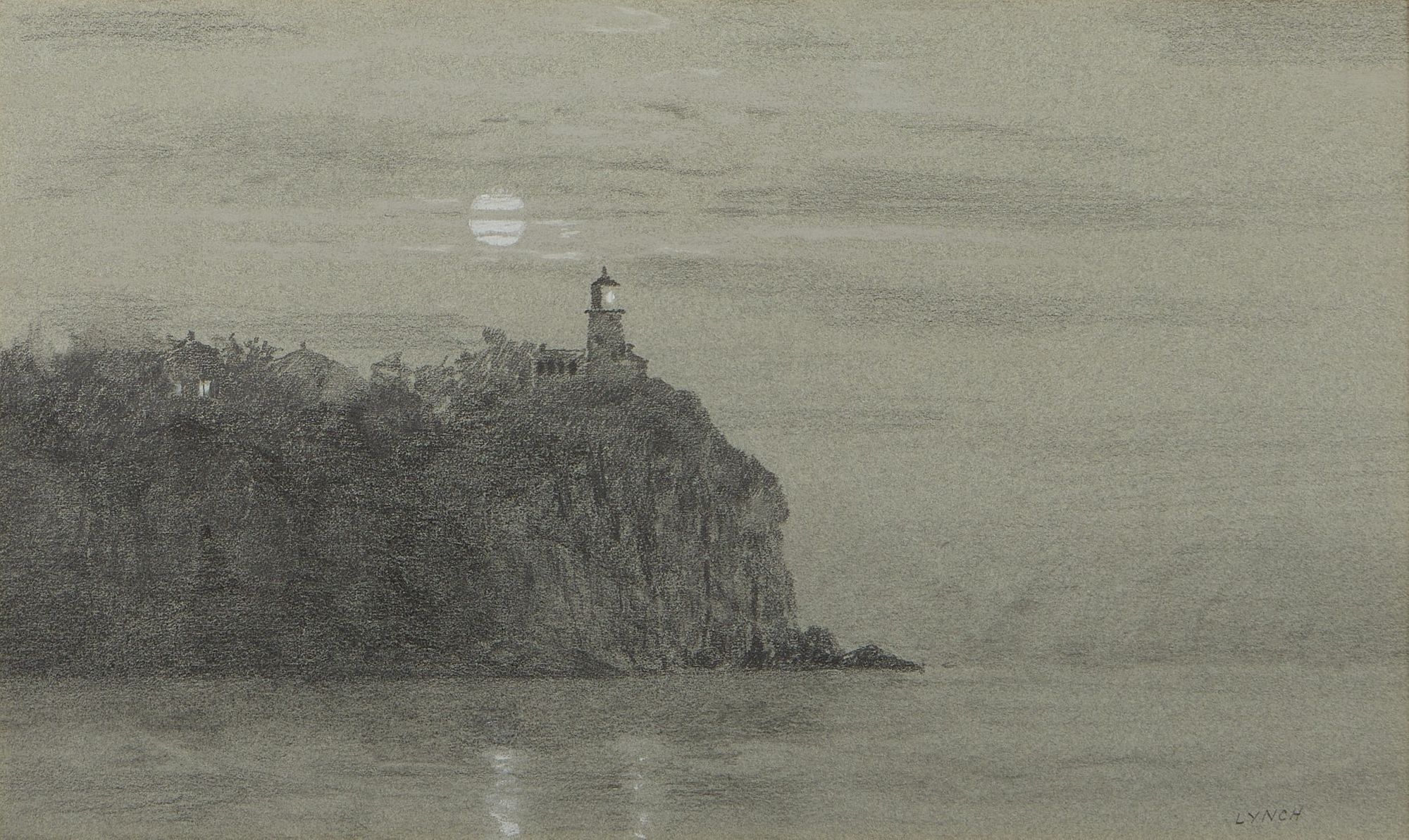 le_pho_banner 2 Mike Lynch Split Rock Lighthouse Charcoal Drawing