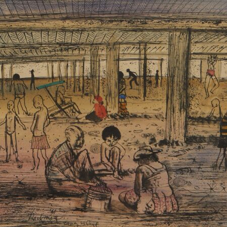 Noel Rockmore "Coney Island" Mixed Media Drawing