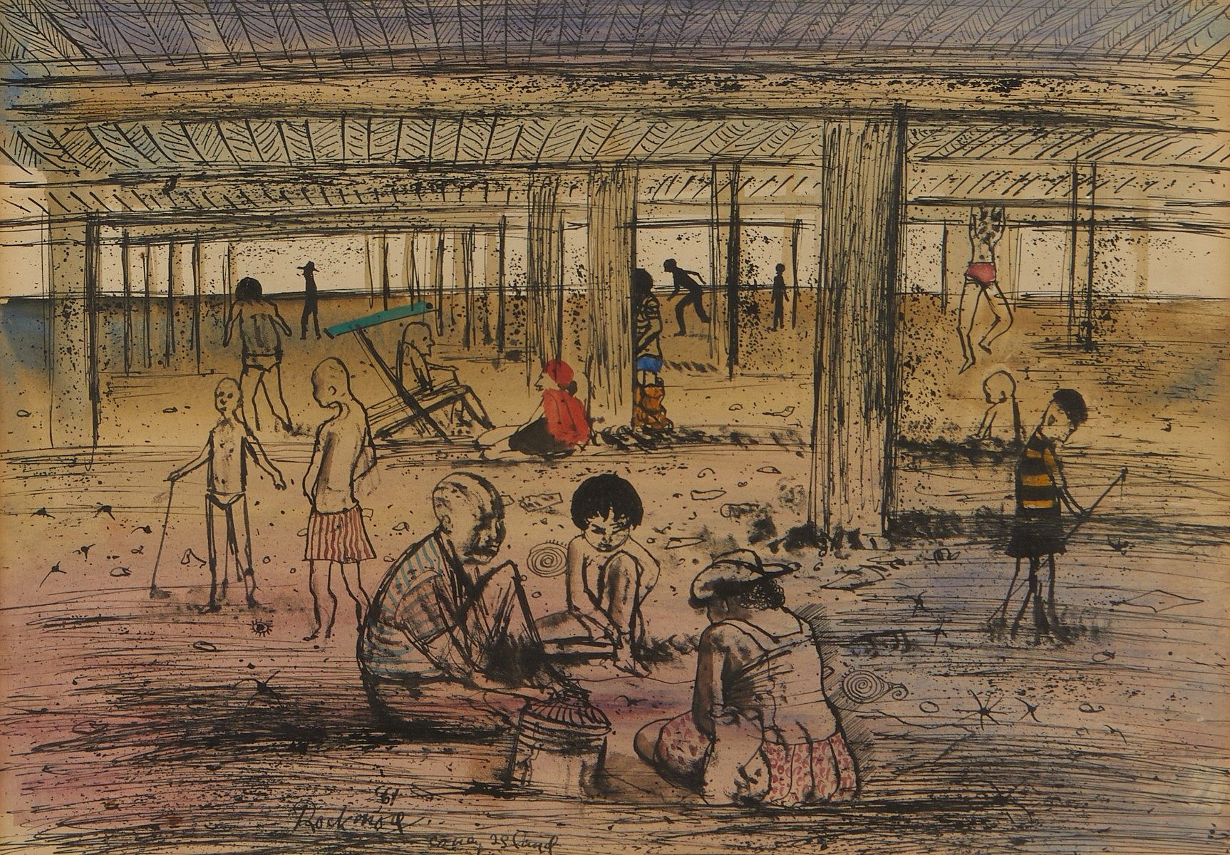 le_pho_banner 2 Noel Rockmore "Coney Island" Mixed Media Drawing