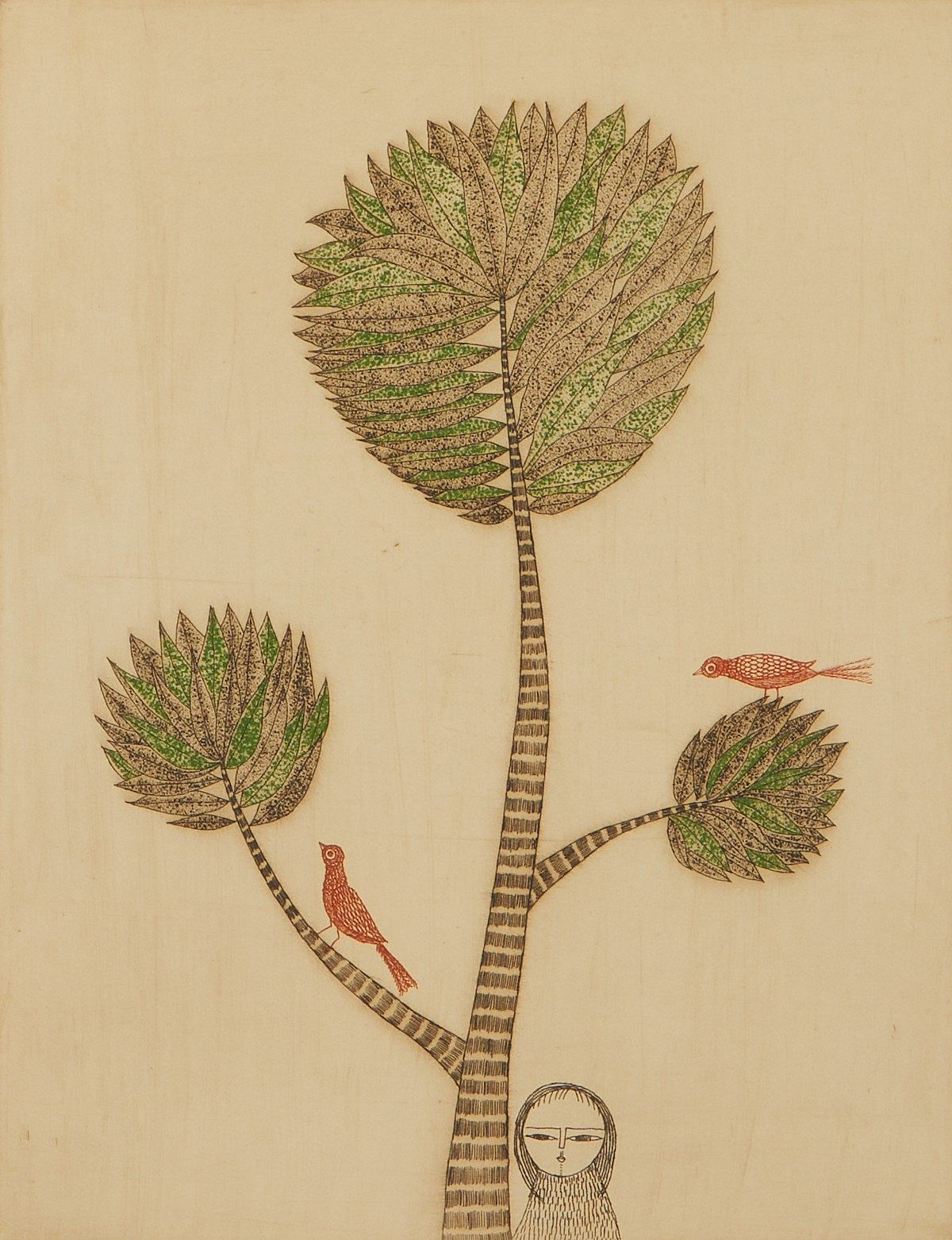 le_pho_banner 2 Keiko Minami "The Two Birds" Etching ca. 1965