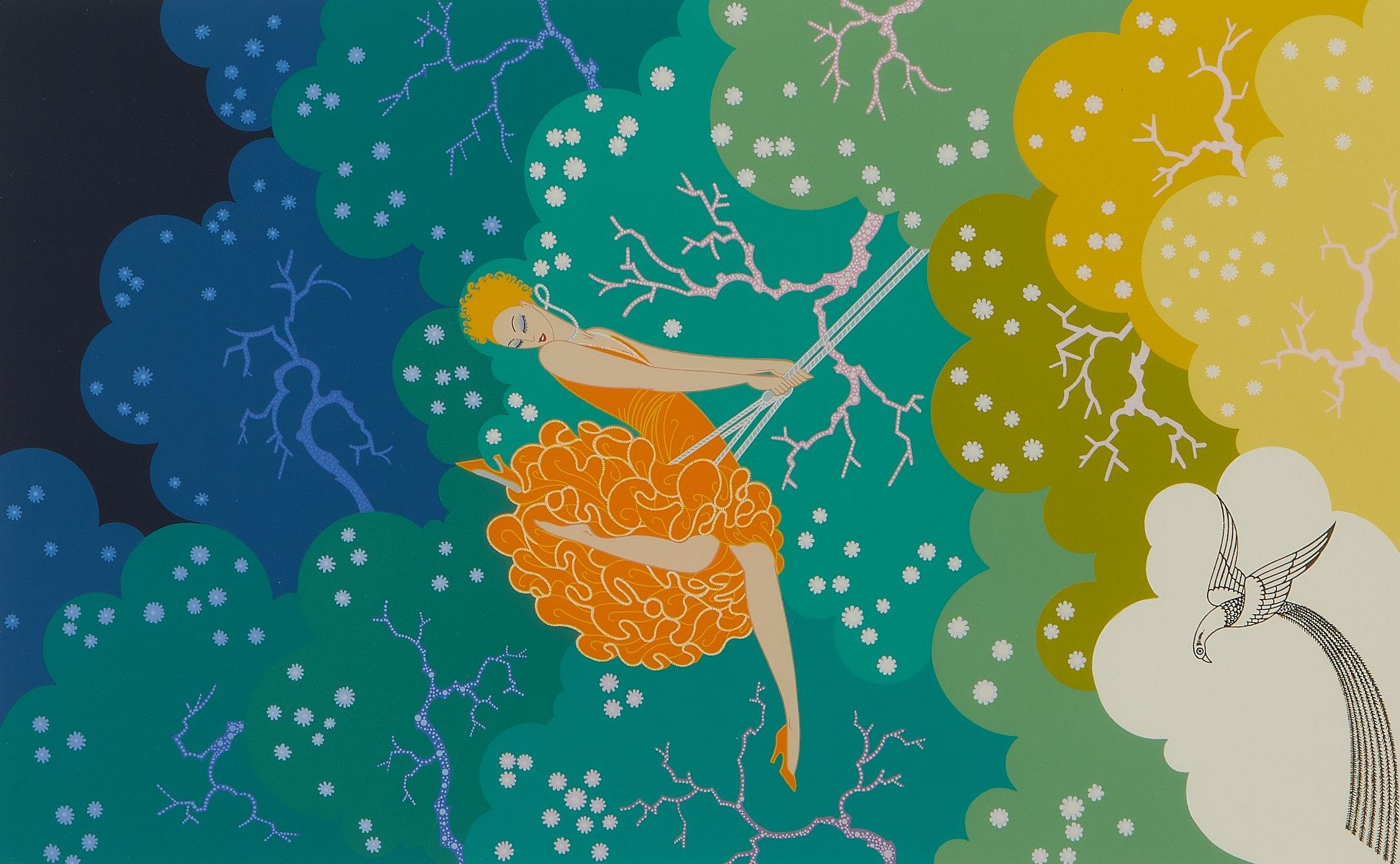 le_pho_banner 2 Erte "The Swing" Serigraph 1984