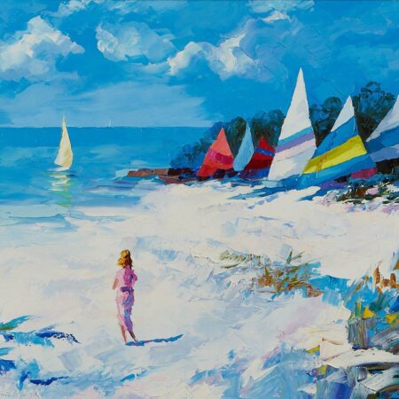 Don Hazen Sailboat Oil on Canvas Painting