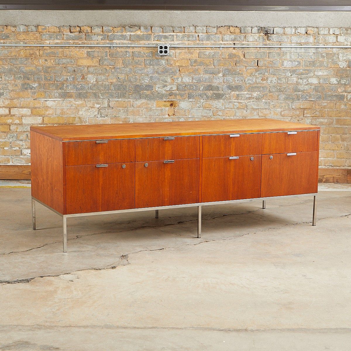 le_pho_banner 2 Dunbar 8 Drawer Credenza Teak, Walnut, Chrome