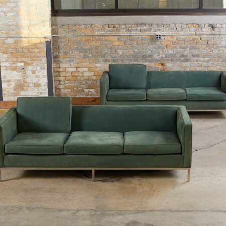 2 Florence Knoll MCM Suede & Chrome Sofas