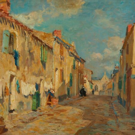 Edmond Petitjean "Rue de Village" Painting