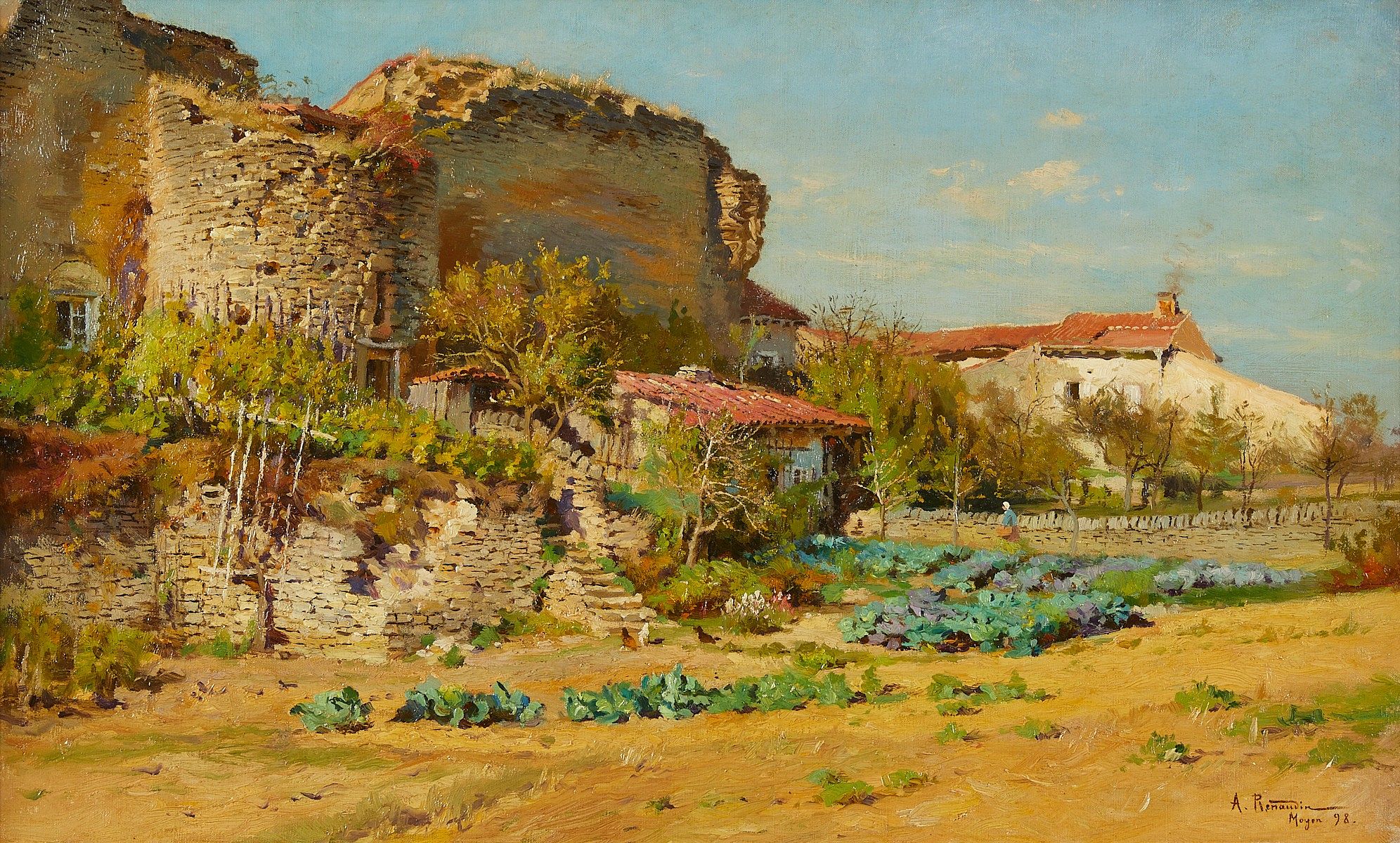 le_pho_banner 2 Alfred Renaudin Garden & Ruins Oil on Canvas 1898