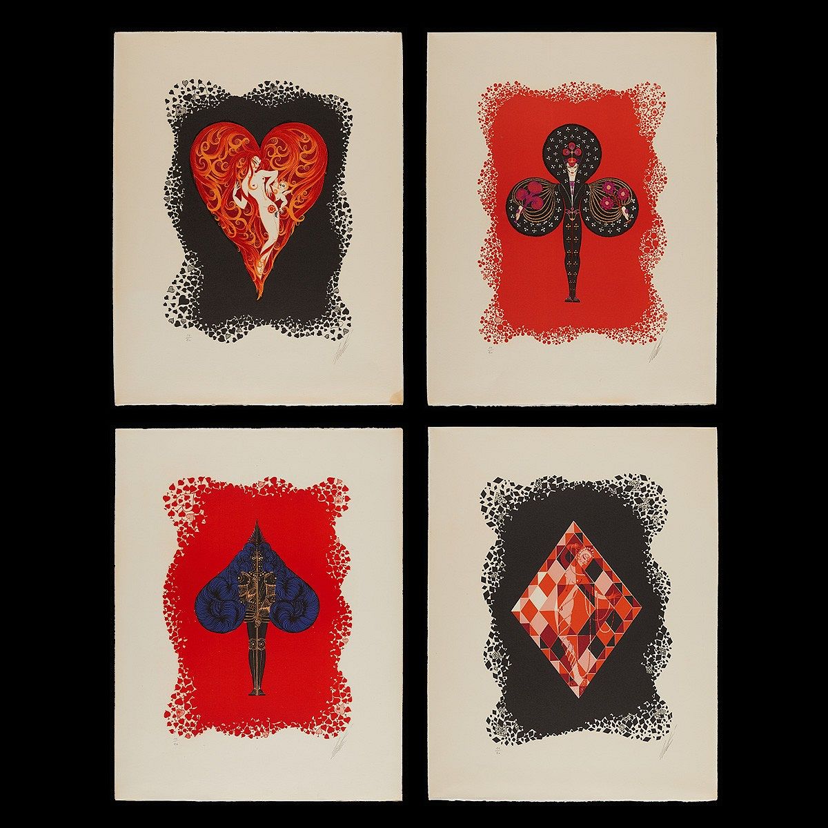 le_pho_banner 2 Group of Four Erte "The Aces Suite" Lithographs 1974