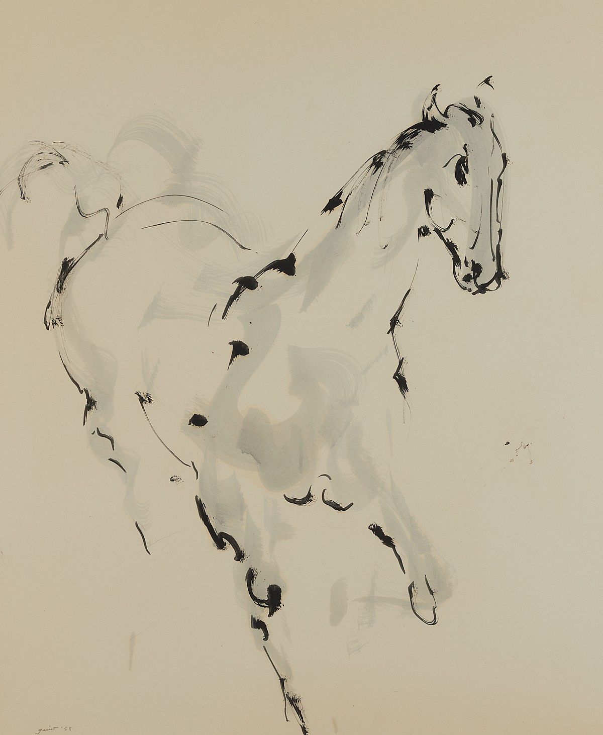 le_pho_banner 2 Walter Quirt Horse Ink Painting 1958