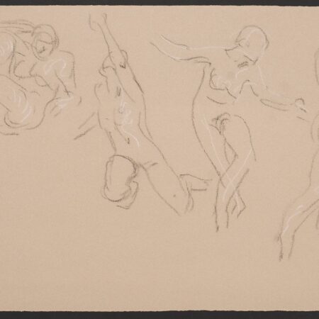 Paul Cadmus Female Nude Poses Crayon on Paper