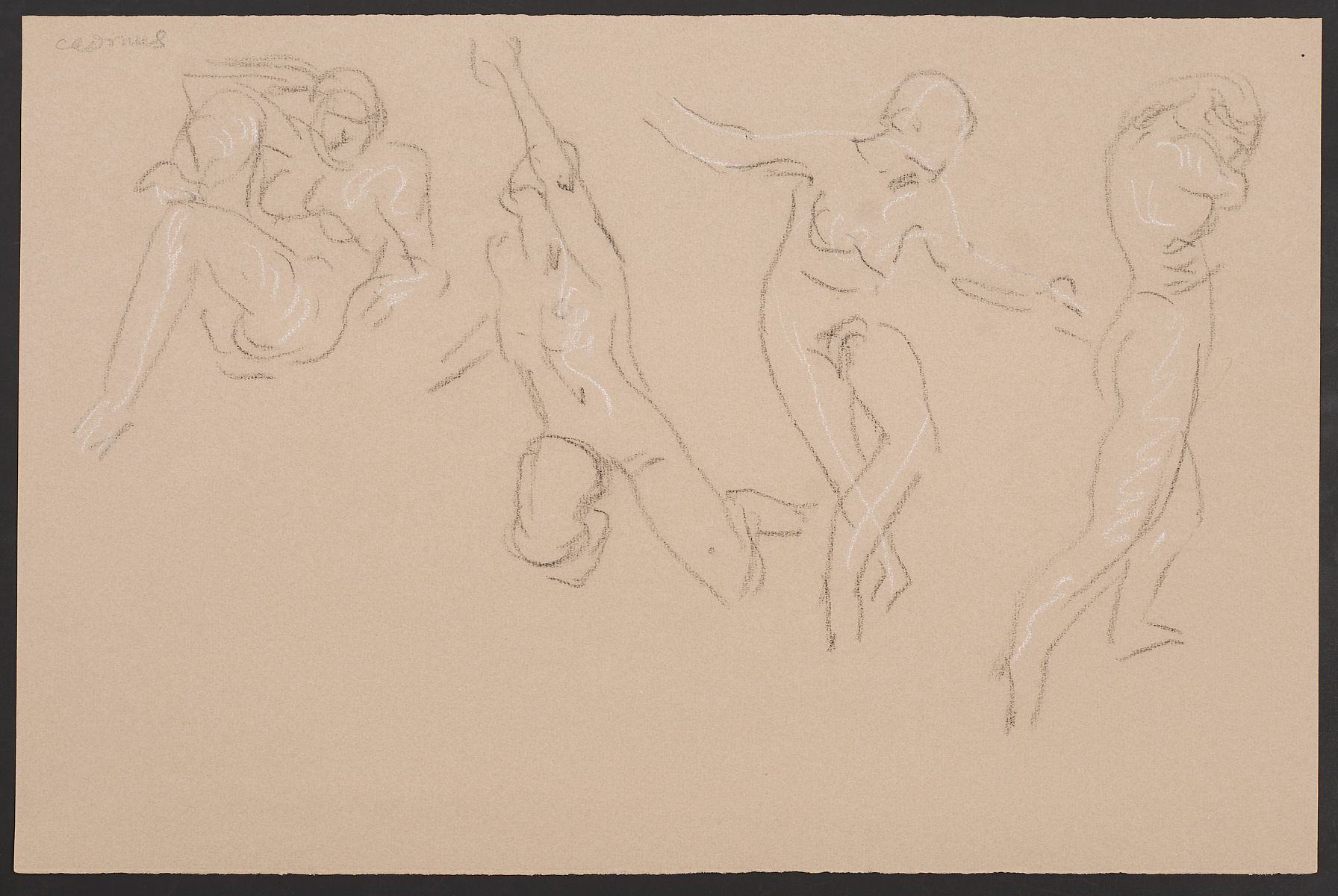 Paul Cadmus Female Nude Poses Crayon on Paper