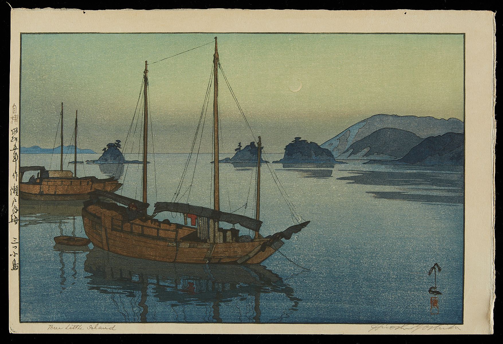 Hiroshi Yoshida "3 Little Islands" Jizuri Print