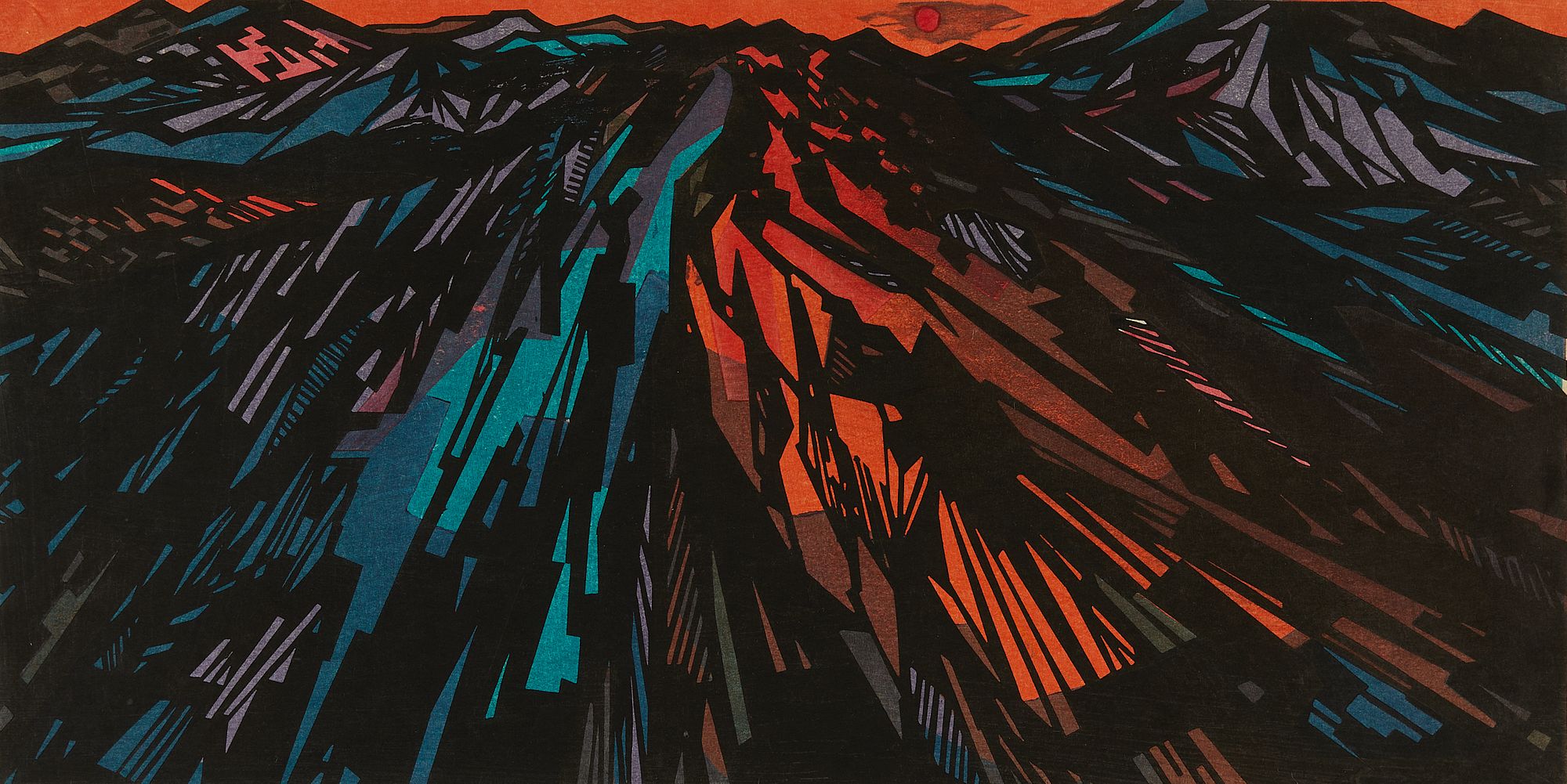 le_pho_banner 2 Clifton Karhu "Mountains II" Woodblock 1967
