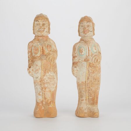 Pair of Chinese N. Qi Mingqi Funerary Pottery Guards