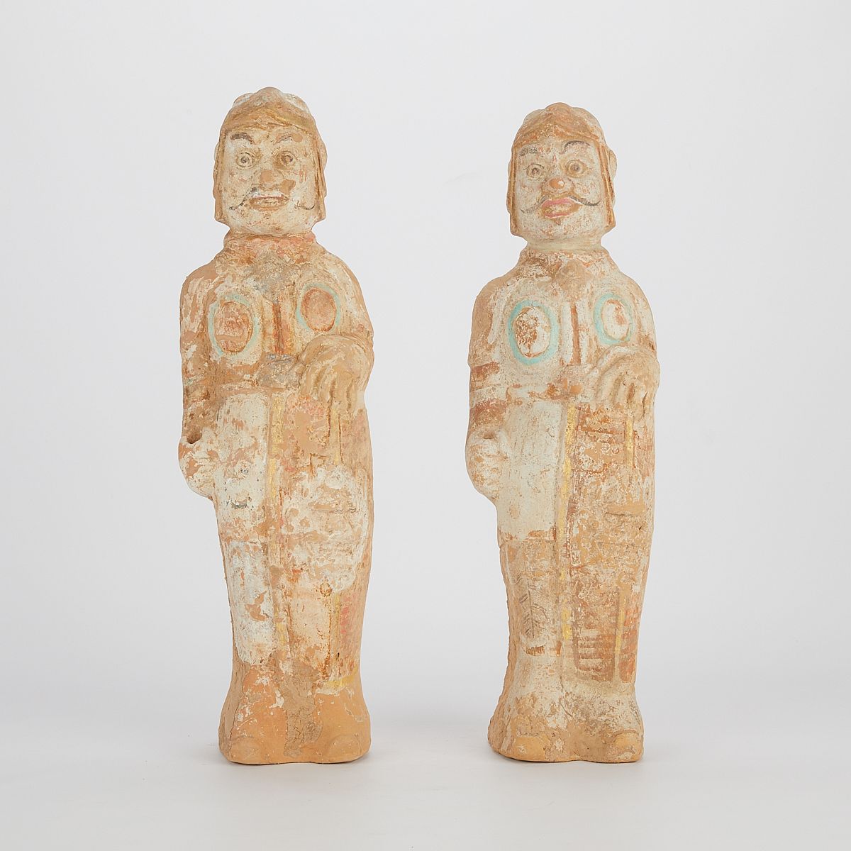 le_pho_banner 2 Pair of Chinese N. Qi Mingqi Funerary Pottery Guards