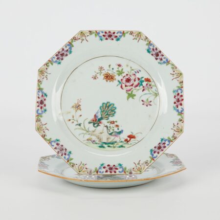 Pair of Chinese 18th c. Famille Rose Porcelain Plates