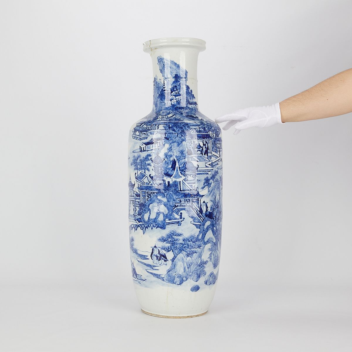 le_pho_banner 2 Lrg Chinese Blue & White Porcelain Vase - Drilled