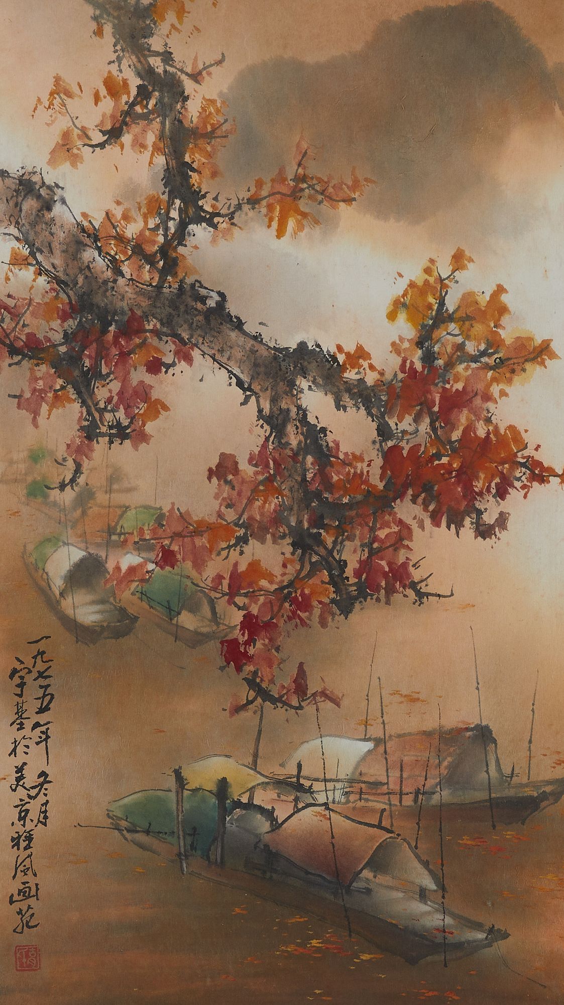 le_pho_banner 2 Henry Yu-Kee Woo "Autumn River" Watercolor on Silk