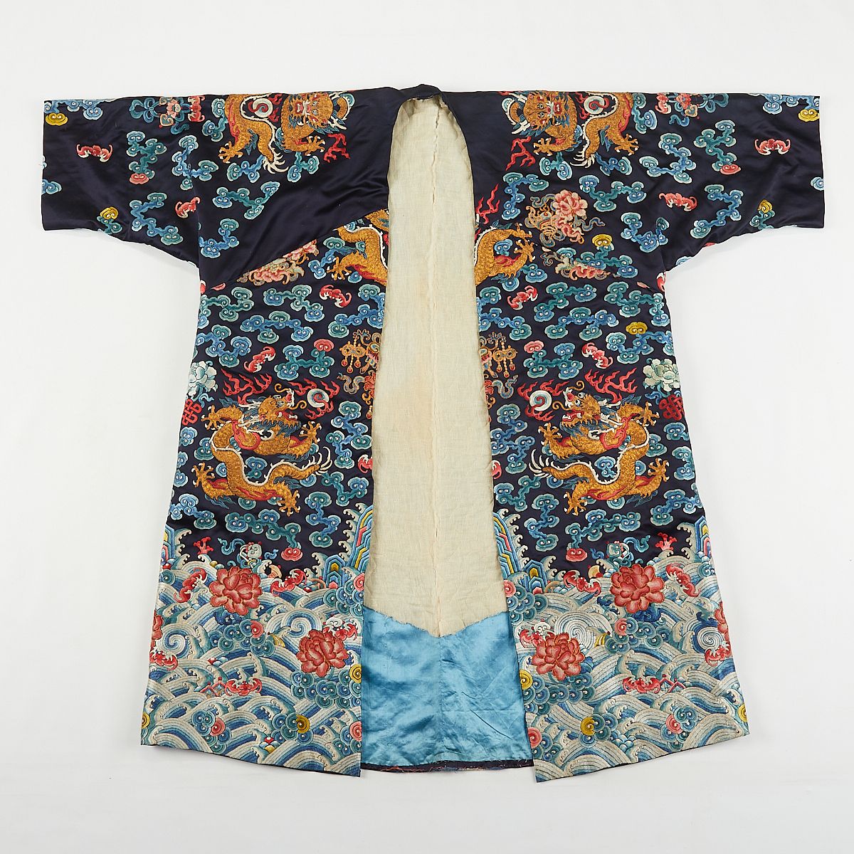 le_pho_banner 2 19th c. Chinese Embroidered Silk Dragon Robe