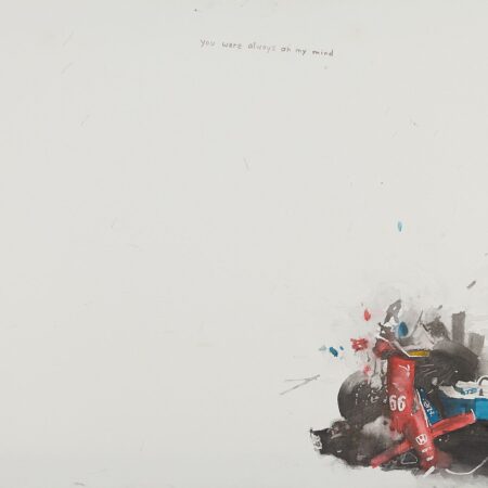 David Rathman Race Car Mixed Media Painting