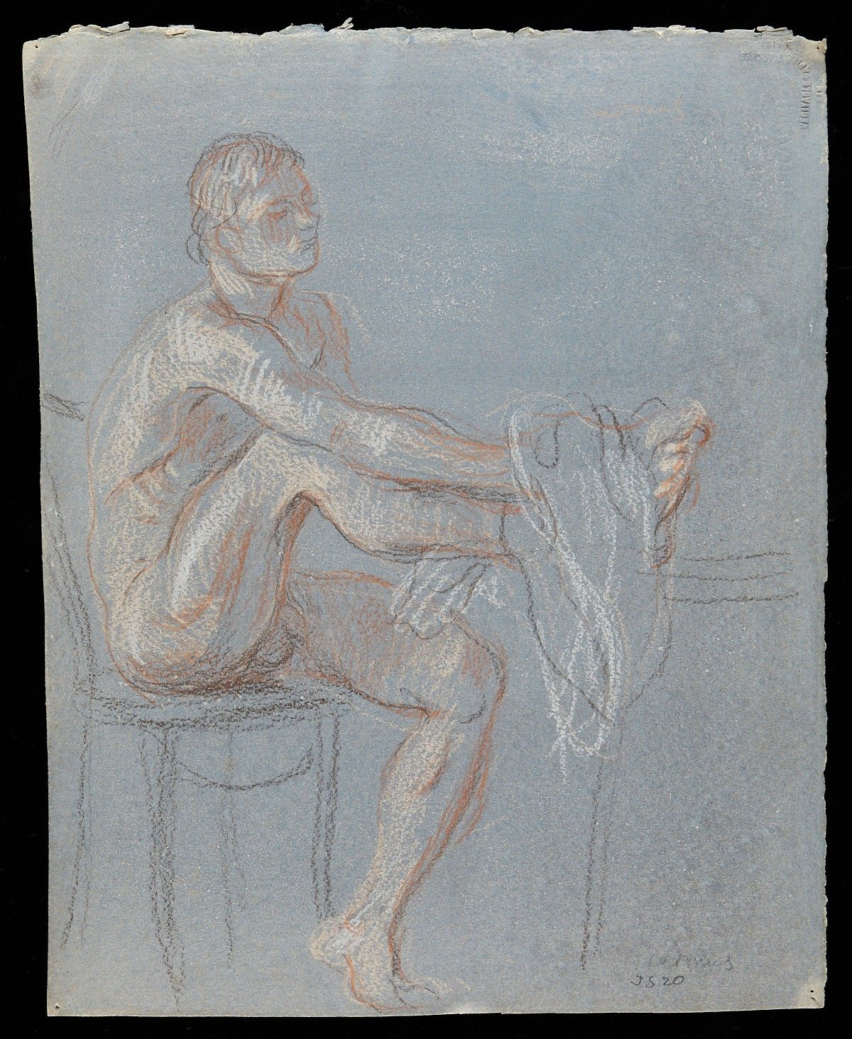 le_pho_banner 2 Paul Cadmus Seated Male Nude Crayon on Paper