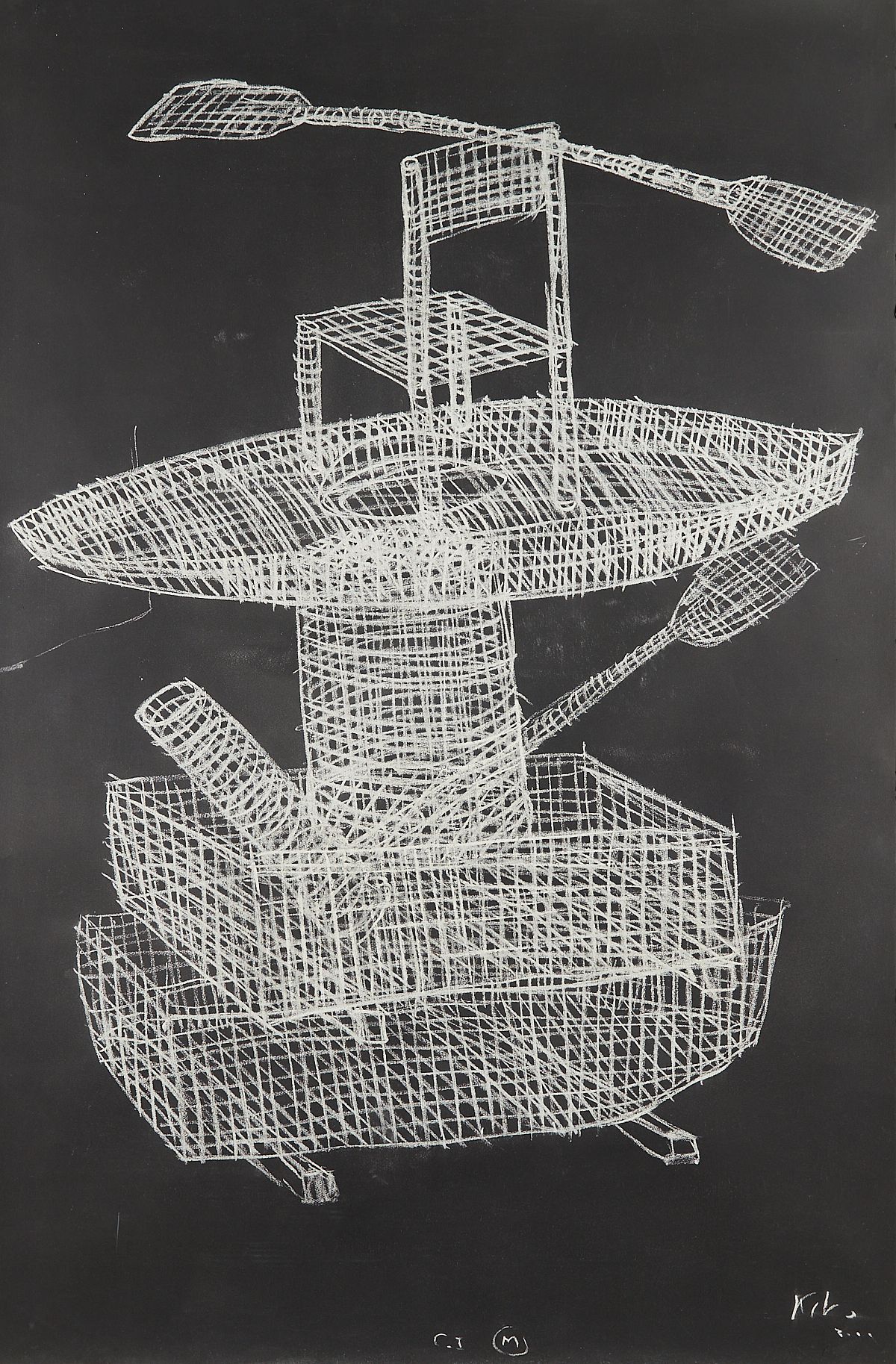 Kcho "Columna Infinita Muerete" Drawing
