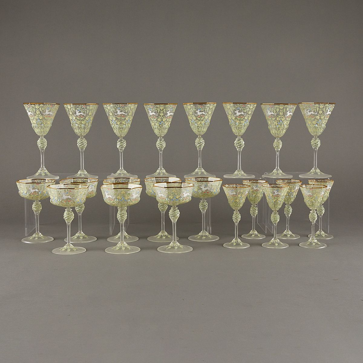le_pho_banner 2 Set of 22 Venetian Glass Octagonal Goblets