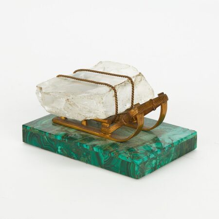 Russian Gilt Bronze Sleigh w/ Ice Paperweight