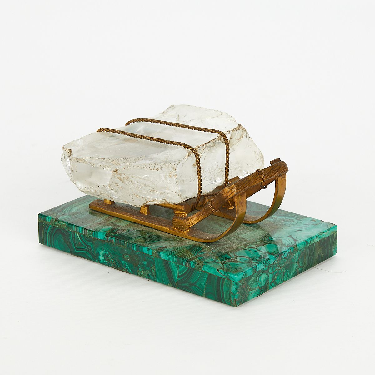 le_pho_banner 2 Russian Gilt Bronze Sleigh w/ Ice Paperweight