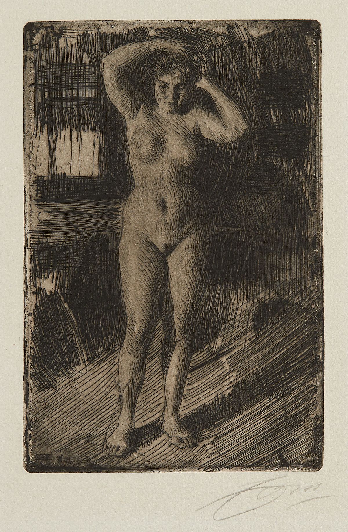 le_pho_banner 2 Anders Zorn "Anna Doing Her Hair" Etching 1906