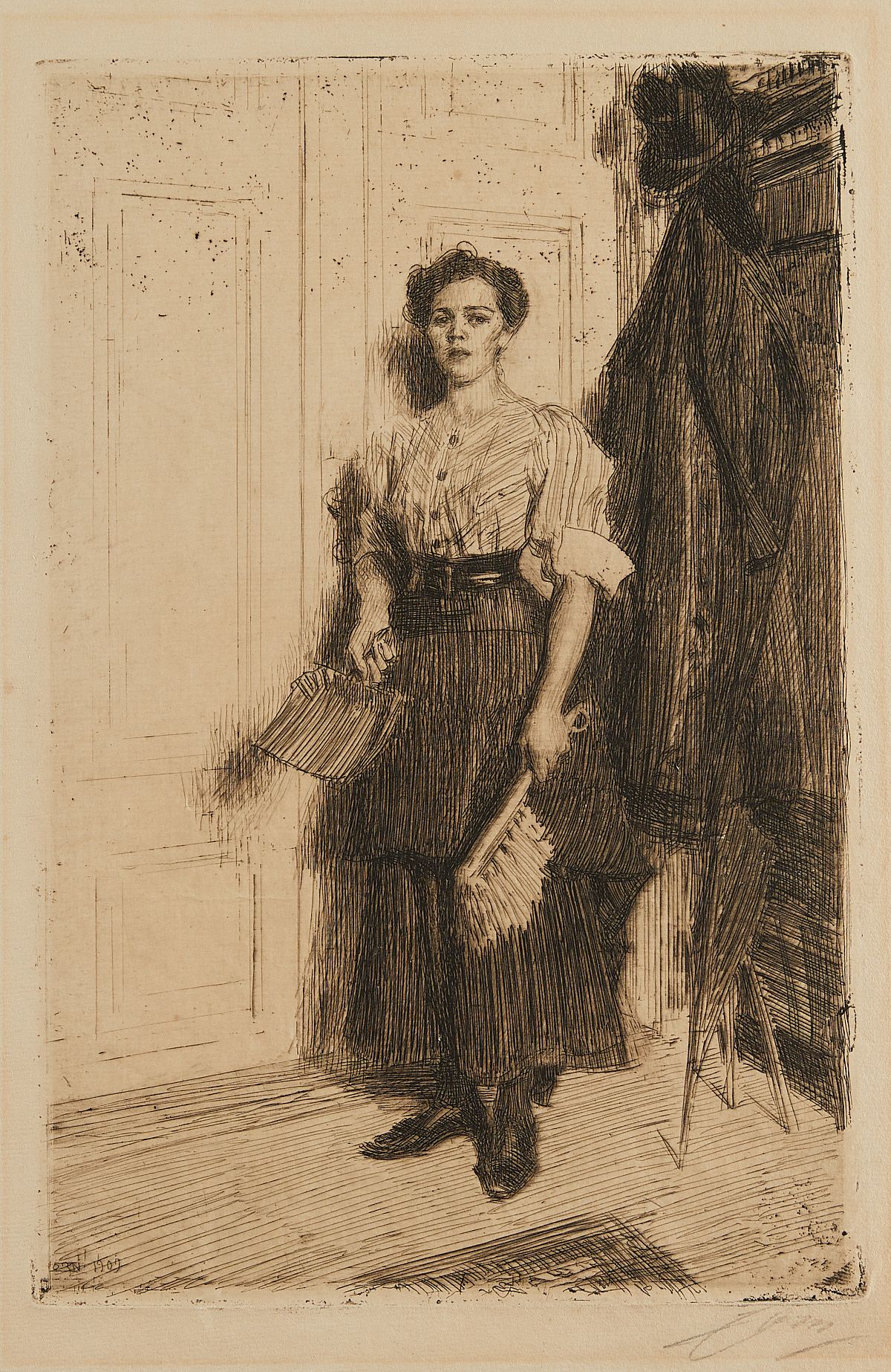 le_pho_banner 2 Anders Zorn "The New Maid" Etching 1909