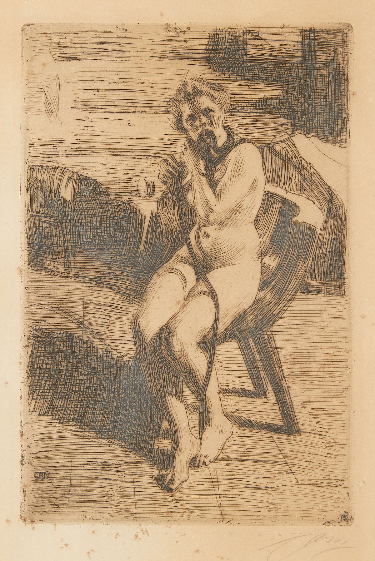 le_pho_banner 2 Anders Zorn "The Hair-Ribbon" Etching 1912