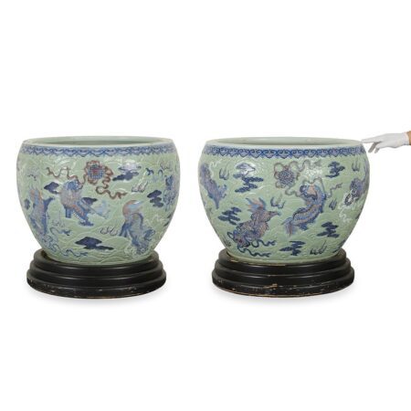 Two Massive 18th c. Chinese Porcelain Planters