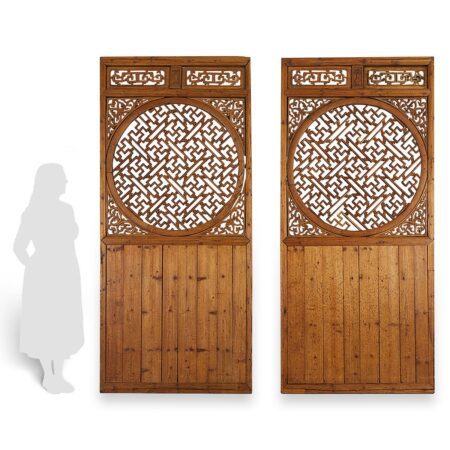 Pair of Chinese Pine & Elmwood Wall Panels
