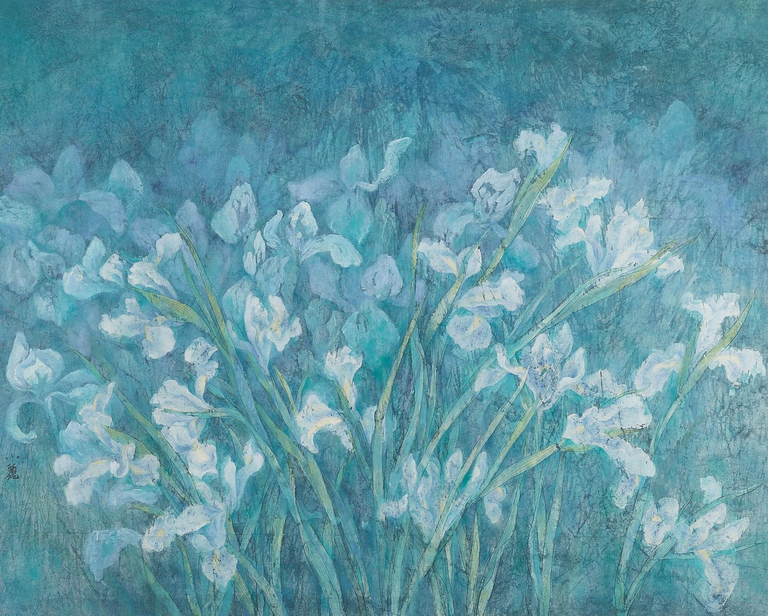 le_pho_banner 2 Cai Xiaoli "Irises" Ink Painting 1992
