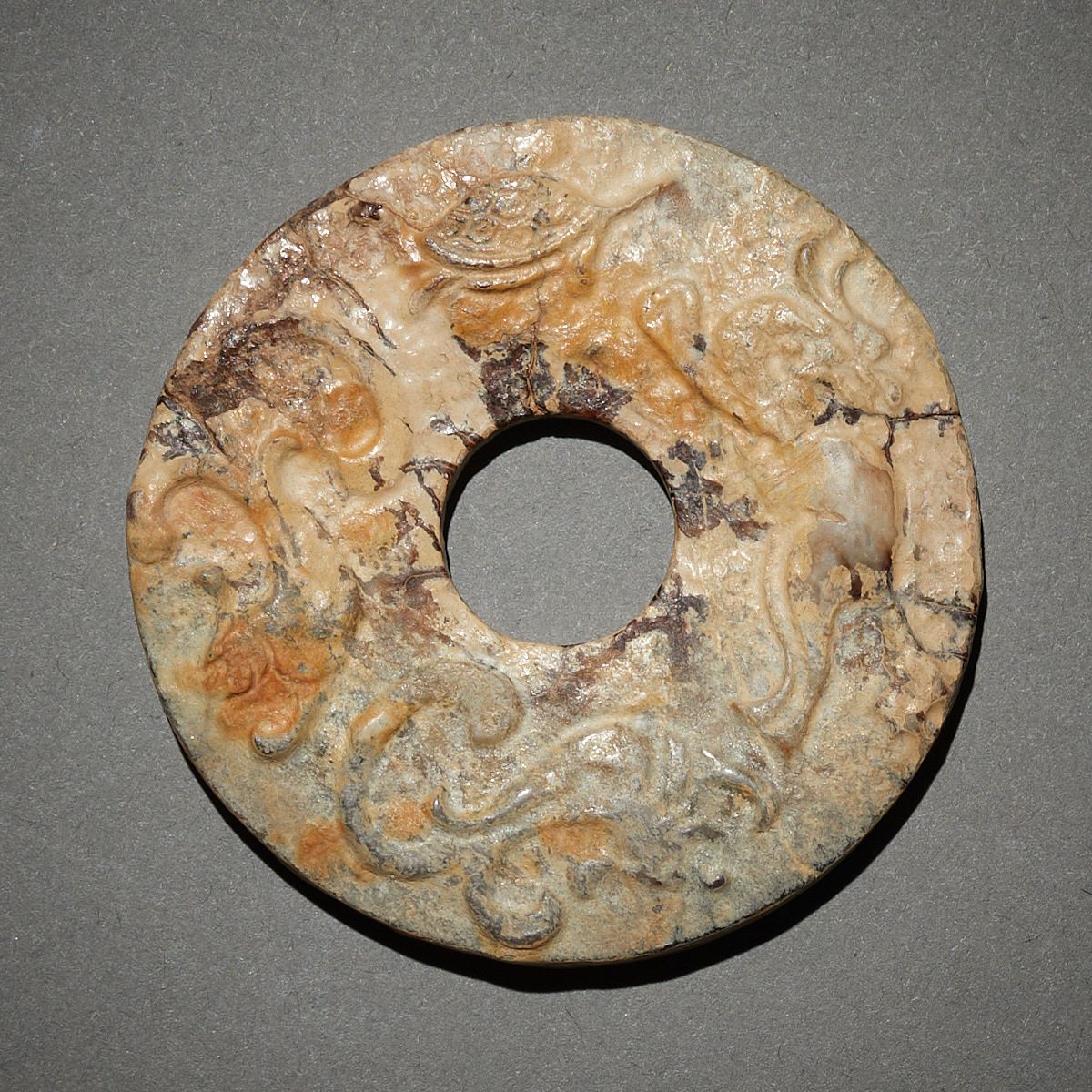 le_pho_banner 2 Archaic Chinese Carved Jade Bi w/ Animals