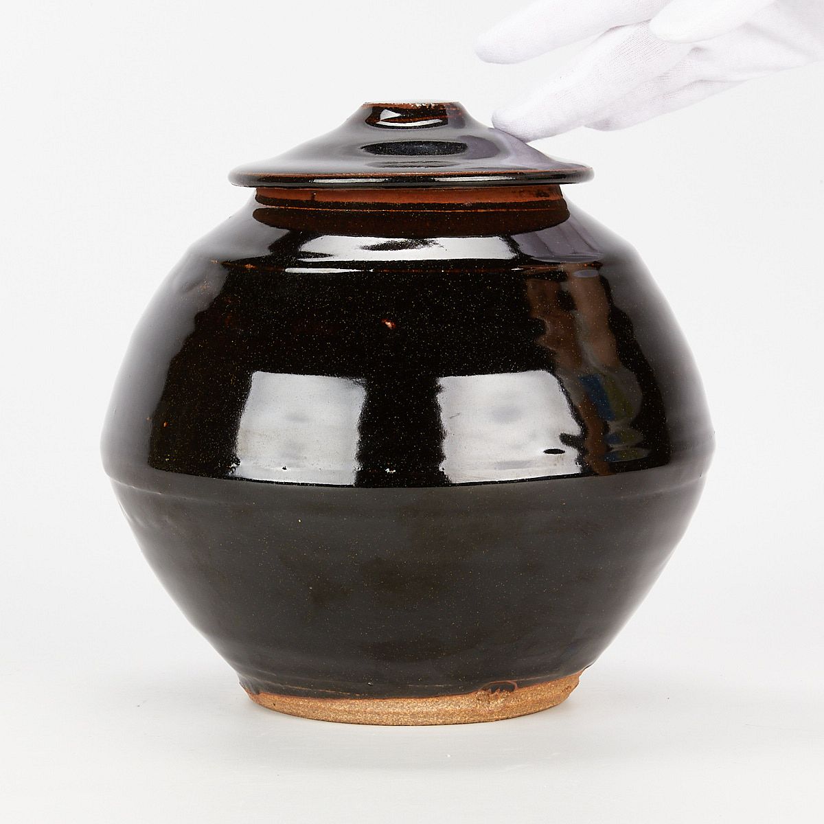 Warren MacKenzie Black Round Lidded Pot - Marked