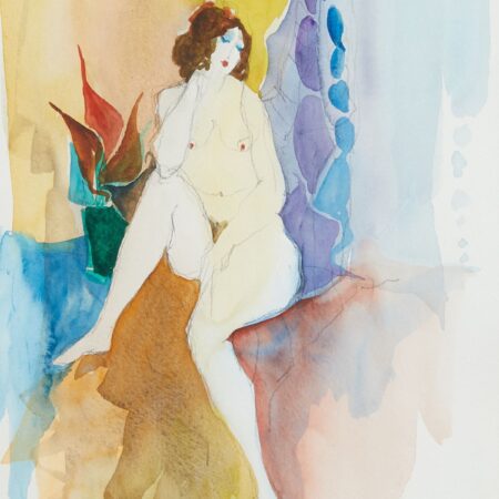 Itzchak Tarkay Nude Watercolor Painting