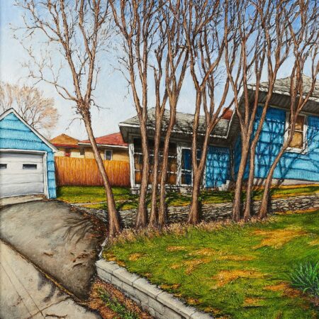 Rod Massey "Blue House Behind Trees" Painting