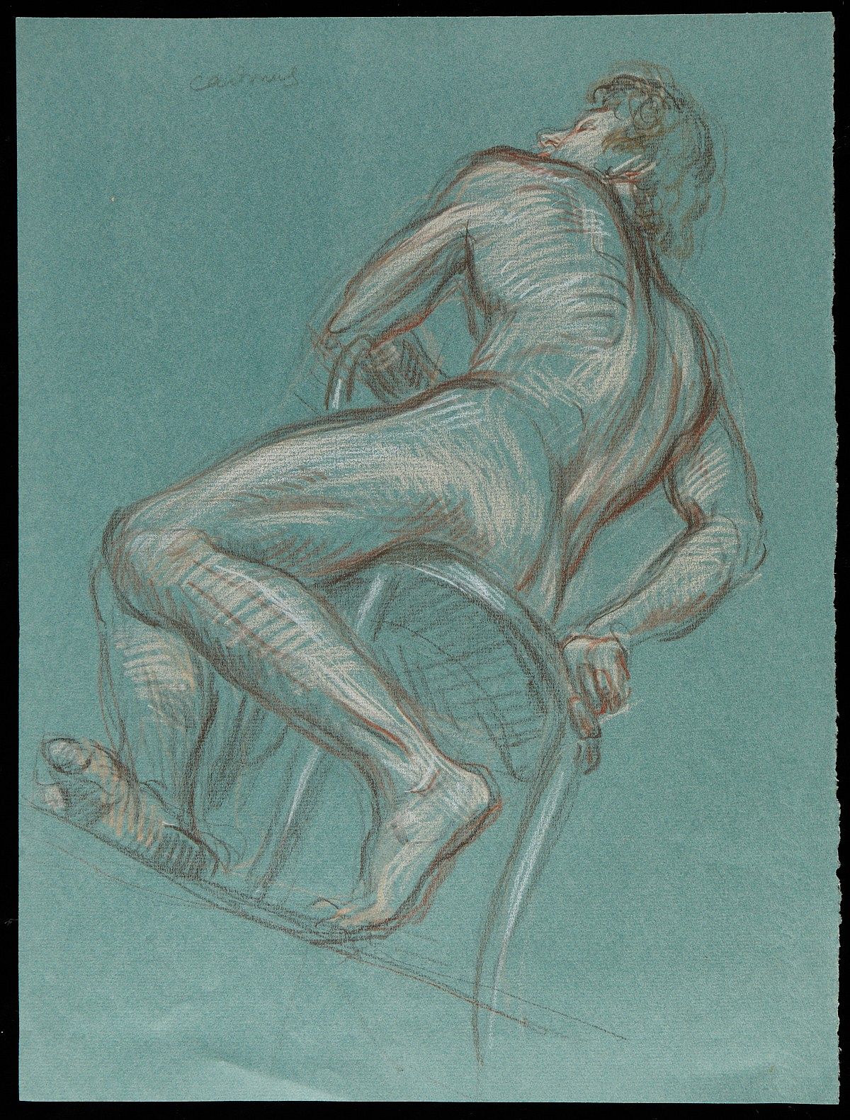 le_pho_banner 2 Paul Cadmus Seated Male Nude Crayon on Green Paper