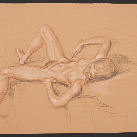 Paul Cadmus Reclining Female Nude Crayon on Paper