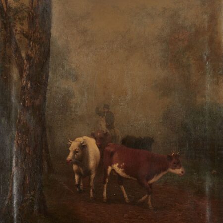 Barton S. Hays Oil on Canvas Painting of Cows