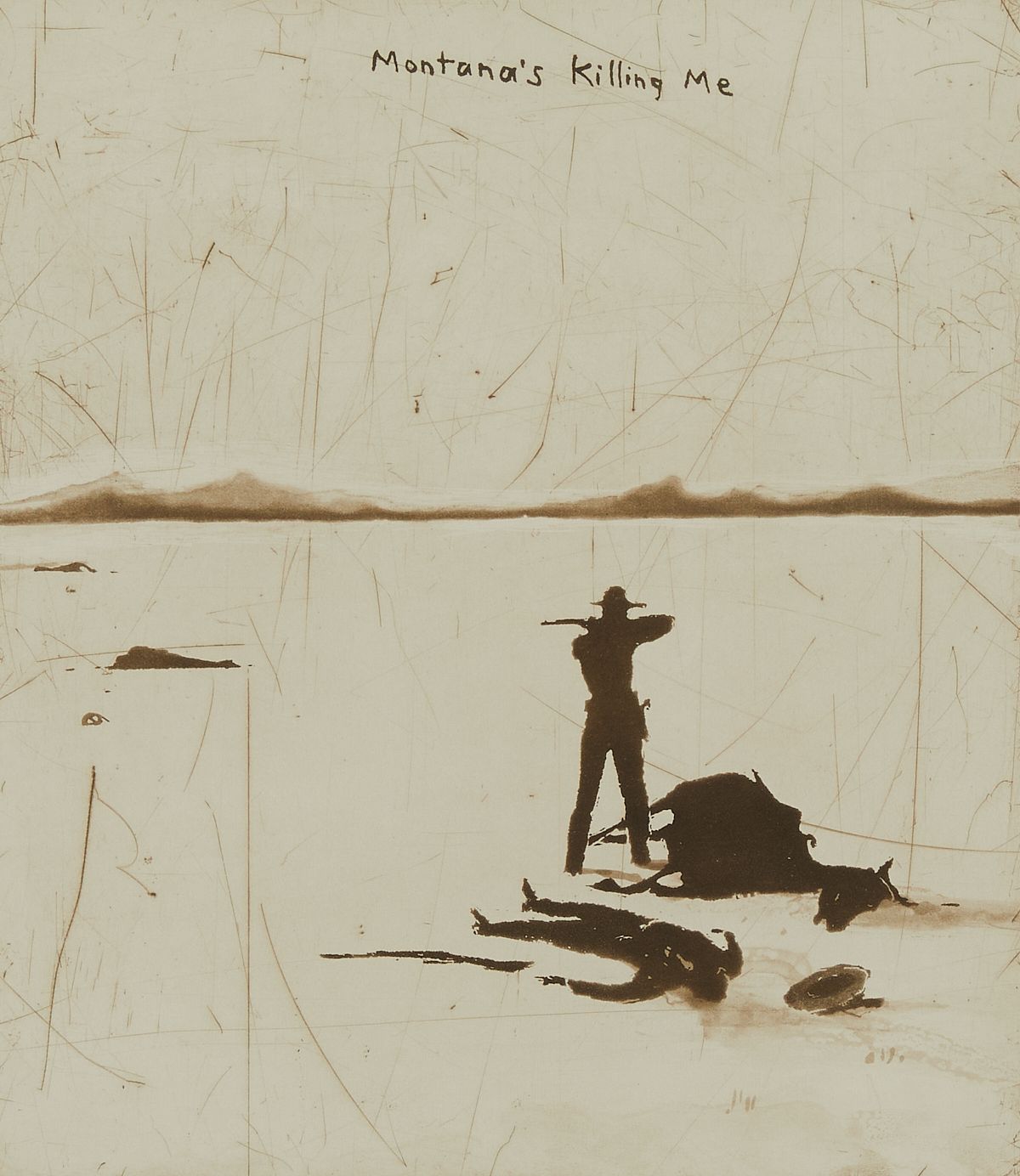 le_pho_banner 2 David Rathman "Montana's Killing Me" Etching 2002