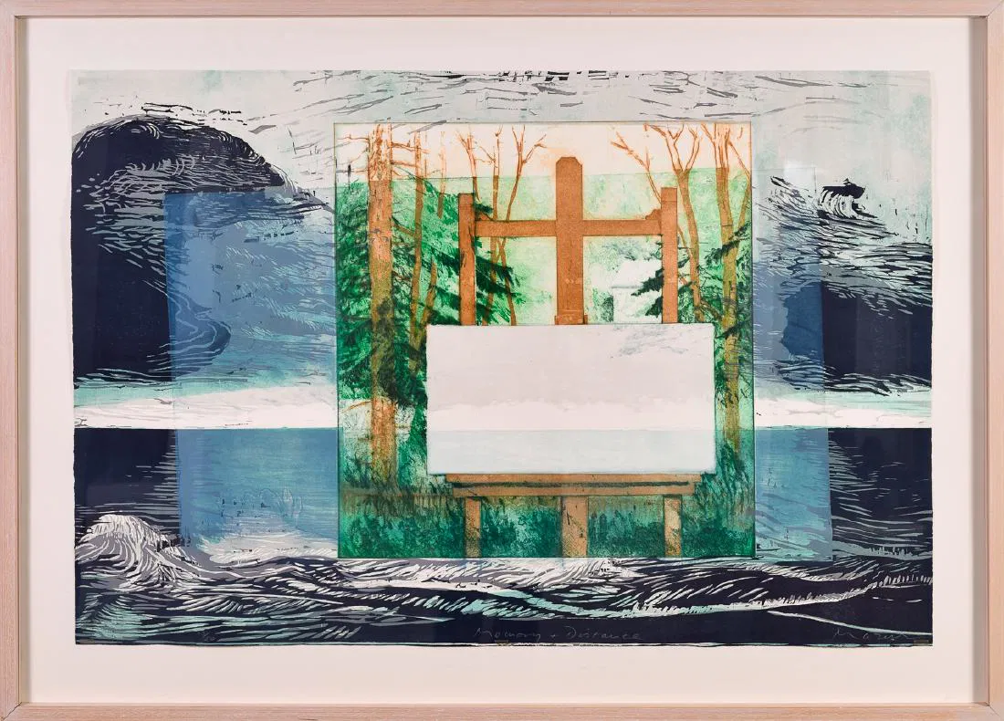 Michael Mazur (1935-2009) "Memory and Distance" Etching Woodcut Monotype 1992