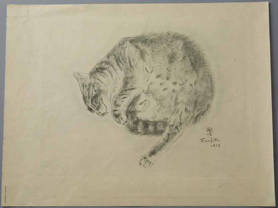 Leonard Tsuguharu Foujita Collotype Print "Pasitea" from A Book of Cats