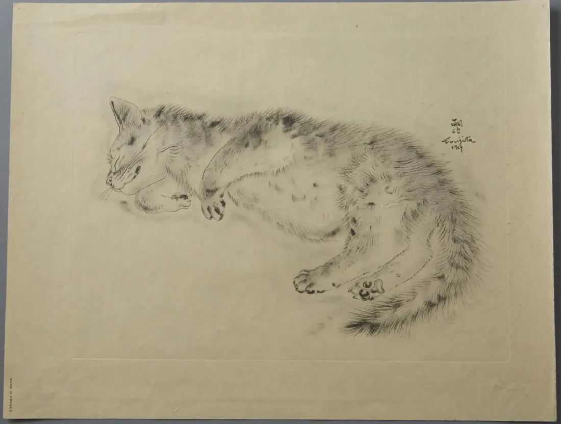 Leonard Tsuguharu Foujita Collotype Print "Oliver" from A Book of Cats